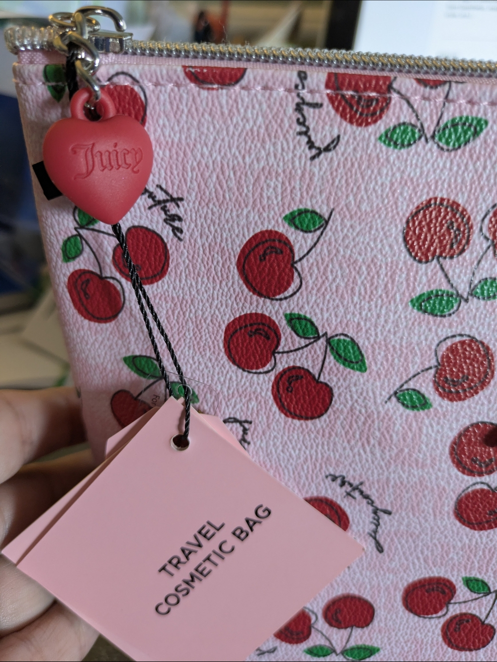 Juicy Couture Pink Cherry Print Cosmetic Bag - Picture 7 of 9